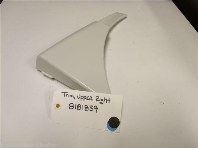 WHIRLPOOL WASHER 8181839 Trim, Upper Right USED PART ASSEMBLY WHIRLPOOL WASHER 8181839 Trim, Upper Right USED PART ASSEMBLY